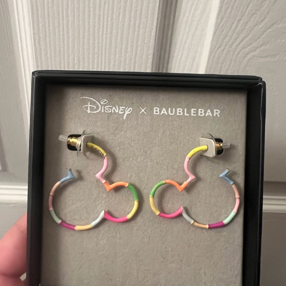BaubleBar Multicolor Mickey Hoop Earrings